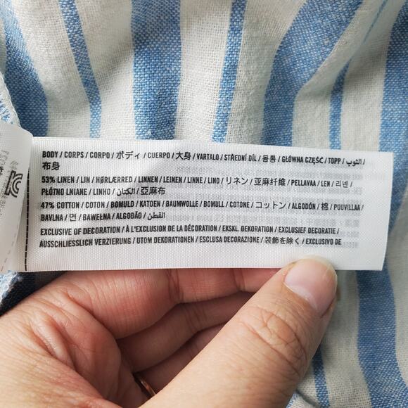 Abercrombie & Fitch Womens Blue White Striped Oversized Linen Shirt Size Small - Picture 6 of 6